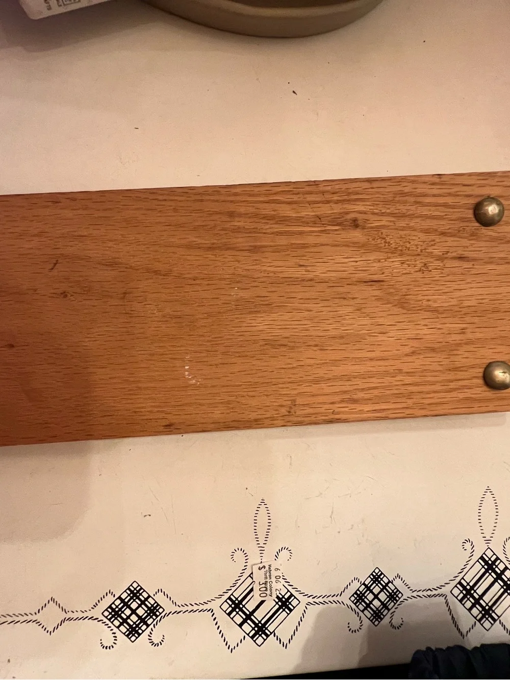 Vintage Wood Grocery List Holder w/ Brass Eagle & Notepad Wall Mount
